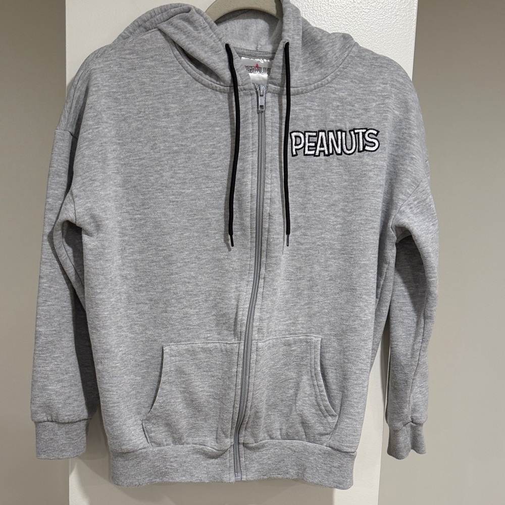 Peanuts Graphic Zip-Up Hoodie – Gray – Size Small excellent condition!